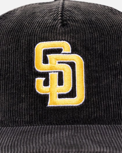 New Era San Diego Padres 'Washed Corduroy Golfer' Pre-Curved Golfer Snapback Washed Black