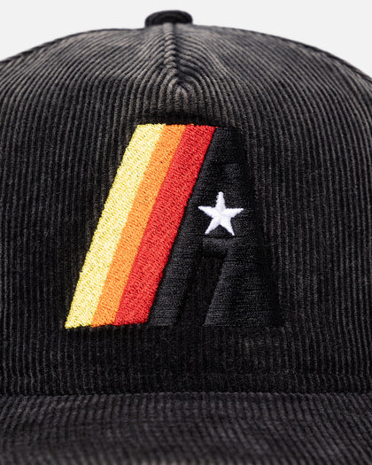 New Era Houston Astros 'Washed Corduroy Golfer' Pre-Curved Golfer Snapback Washed Black