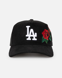 New Era Los Angeles Dodgers 'Corduroy Roses' Golfer Pre-Curved Snapback Black Corduroy/White
