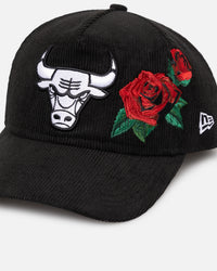 New Era Chicago Bulls 'Corduroy Roses' Golfer Pre-Curved Snapback Black Corduroy/White