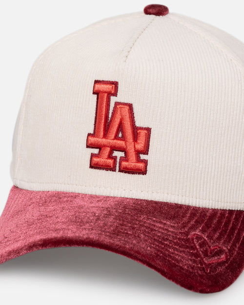 New Era Los Angeles Dodgers 'Premium Corduroy Velvet' 9FORTY A-Frame Snapback Chrome White/Cardinal