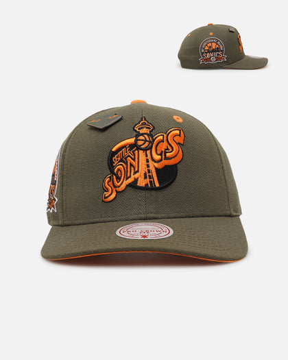 Mitchell & Ness Seattle Supersonics 'Harmony of Hues' Pro Crown Snapback Olive/Orange