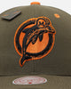 Mitchell & Ness Miami Dolphins 'Harmony of Hues' Pro Crown Snapback Olive/Orange