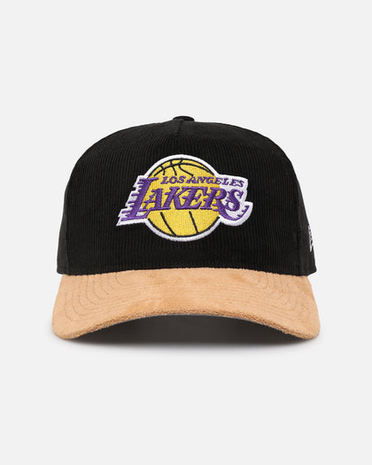 New Era Los Angeles Lakers 'Corduroy Suede' Pre-Curved Golfer Snapback Washed Black