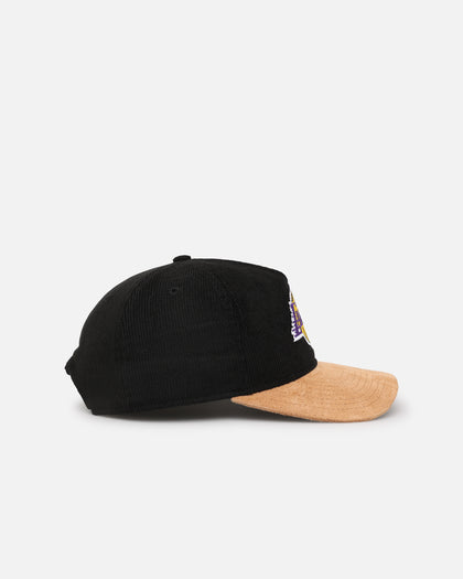 New Era Los Angeles Lakers 'Corduroy Suede' Pre-Curved Golfer Snapback Washed Black