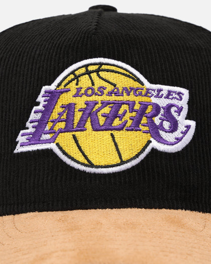 New Era Los Angeles Lakers 'Corduroy Suede' Pre-Curved Golfer Snapback Washed Black