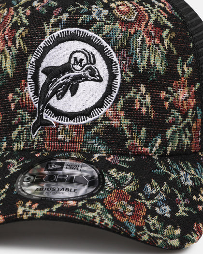 New Era Miami Dolphins 'Black Floral Tapestry' 9FORTY A-Frame Trucker Snapback Tapestry