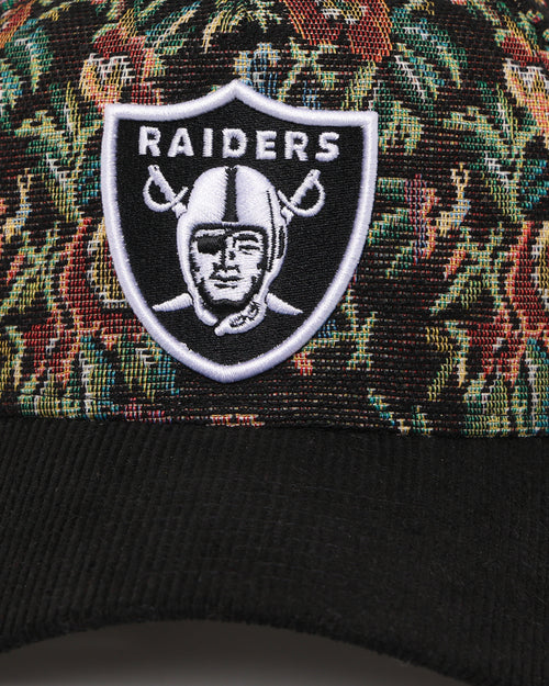 New Era Las Vegas Raiders 'Black Corduroy Floral Tapestry' 9FORTY A-Frame Snapback Tapestry/Black