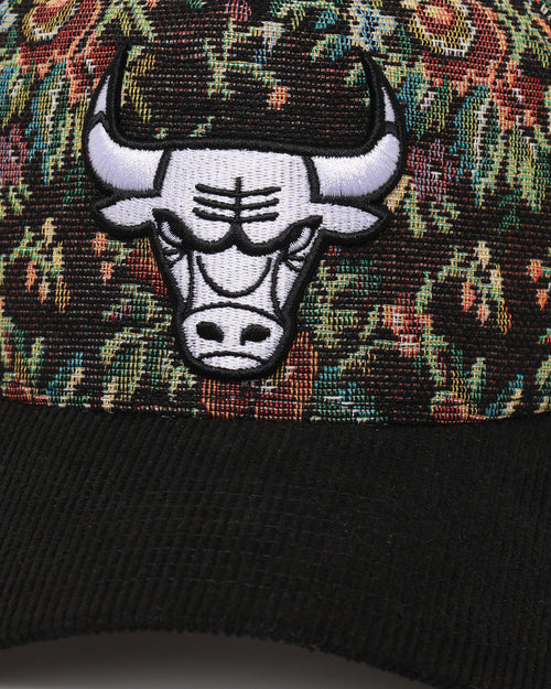 New Era Chicago Bulls 'Black Corduroy Floral Tapestry' 9FORTY A-Frame Snapback Tapestry/Black
