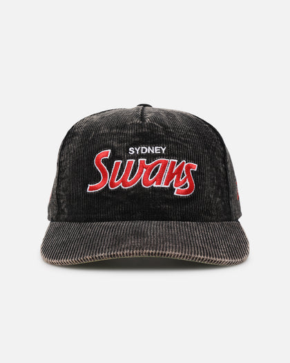 New Era Sydney Swans 'Washed Corduroy' Pre-Curved Golfer Snapback Black/Kelly Green