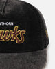 New Era Hawthorn Hawks 'Washed Corduroy' Pre-Curved Golfer Snapback Black/Kelly Green