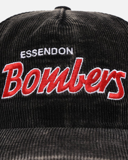 New Era Essendon Bombers 'Washed Corduroy' Pre-Curved Golfer Snapback Black/Kelly Green