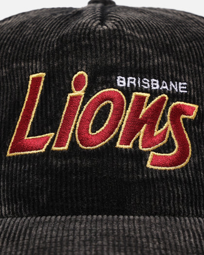 New Era Brisbane Lions 'Washed Corduroy' Pre-Curved Golfer Snapback Black/Kelly Green
