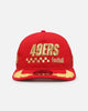 New Era San Francisco 49ers 'Podium Collection' Pre-Curved Golfer Trucker Snapback Scarlet/Metallic Gold