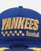 New Era New York Yankees 'Racer Golfer' Pre-Curved Golfer Trucker Snapback Light Royal/Metallic Gold