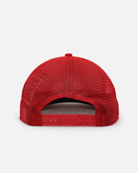 New Era Los Angeles Dodgers 'Podium Collection' Pre-Curved Golfer Trucker Snapback Scarlet/Metallic Gold