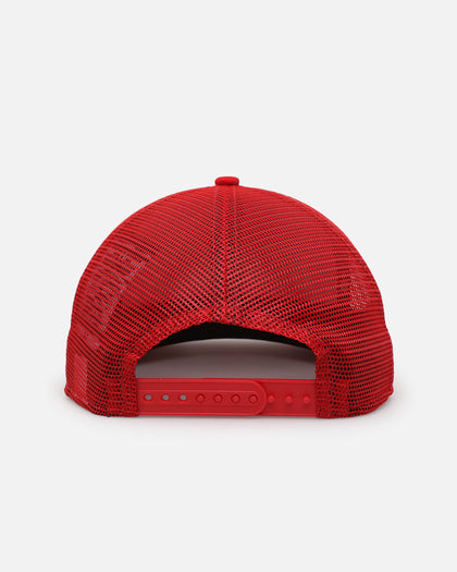New Era Los Angeles Dodgers 'Podium Collection' Pre-Curved Golfer Trucker Snapback Scarlet/Metallic Gold