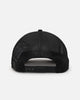 New Era Las Vegas Raiders 'Podium Collection' Pre-Curved Golfer Trucker Snapback Light Royal/Metallic Gold