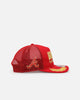 New Era Atlanta Braves 'Podium Collection' Pre-Curved Golfer Trucker Snapback Scarlet/Metallic Gold