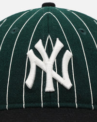 New Era New York Yankees 9FIFTY Retro Melton Pinstripe Strapback Dark Green/Black