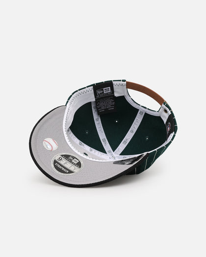 New Era New York Yankees 9FIFTY Retro Melton Pinstripe Strapback Dark Green/Black