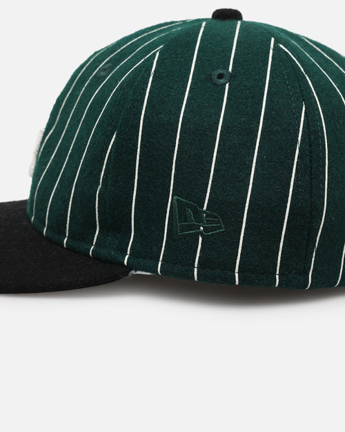 New Era Las Vegas Raiders 9FIFTY Retro Melton Pinstripe Strapback Dark Green/Black