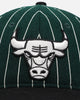 New Era Chicago Bulls 9FIFTY Retro Melton Pinstripe Strapback Dark Green/Black