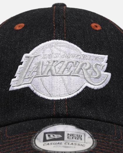 New Era Los Angeles Lakers "Black Denim" Classic Casual Strapback Black Denim/Rust Contrast