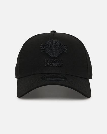 New Era Wests Tigers 'Black On Black' 9FORTY A-Frame Snapback Black