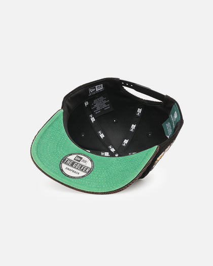 New Era Brisbane Broncos 'NRL Golfer Washed Black' Pre-Curved Corduroy Golfer Snapback Washed Black