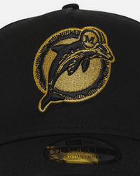 New Era Miami Dolphins 'NFL Black & Gold Embroidery' 9FORTY A-Frame Snapback Black/Gold