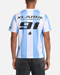 X-Large Slanted Football T-Shirt Blue/White