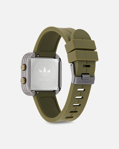 Adidas Gunmetal Aluminum Case Dial Green Silicone Strap Watch Green