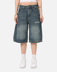 Ed Hardy Brave Hearts Jorts Washed Indigo