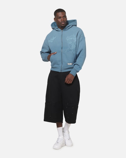 73Studio x Avatar: The Last Airbender Appa And Momo Zip Hoodie Washed Blue