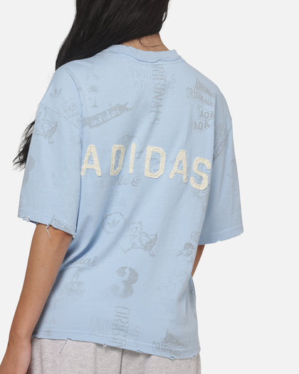 Adidas Vintage All Over Print T-Shirt Light Blue