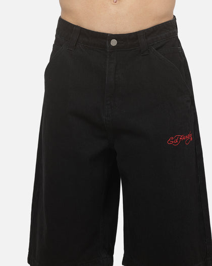 Ed Hardy Dragon Dagger Jorts Washed Black