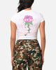 Playboy Women's Rose Stacked Baby T-Shirt White