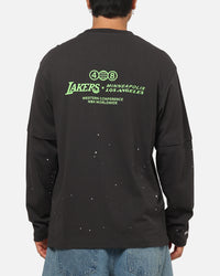 Mitchell & Ness Los Angeles Lakers 48 Mock Layer Vintage Long Sleeve T-Shirt Washed Black