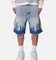 MNML Baggy Flame Denim Shorts Blue