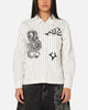 Ed Hardy Euro Button Up Shirt White Pinstripe