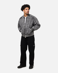Saint Morta Flight Denim Jacket Black Stonewash