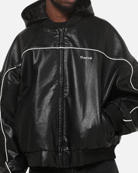 Carré Velocity Vegan Leather Bomber Jacket Black