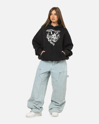 Ed Hardy Double Horns Hoodie Black Acidwash