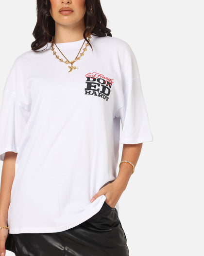 Ed Hardy Flaming Skull T-Shirt White