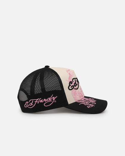 Ed Hardy Dragon Trucker Snapback Black/White