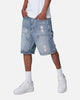 MNML Double Western Jewel Denim Shorts Blue