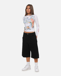 Ed Hardy Dragon Rhinestone Jorts Black