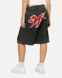 X-Large 91 Star Bull Denim Shorts Washed Black