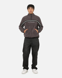 X-Large Stripe Polar Fleece Quarter Zip Fleece Mocha